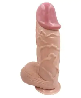Dildo gigante con testículos y chupa 25 cm