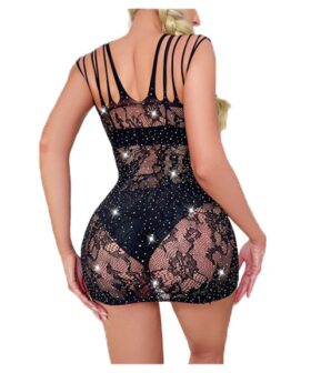 Alternative view of Malla vestido brillantes 52025 color negro - talla única