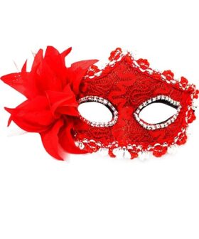 Antifaz plumas color rojo